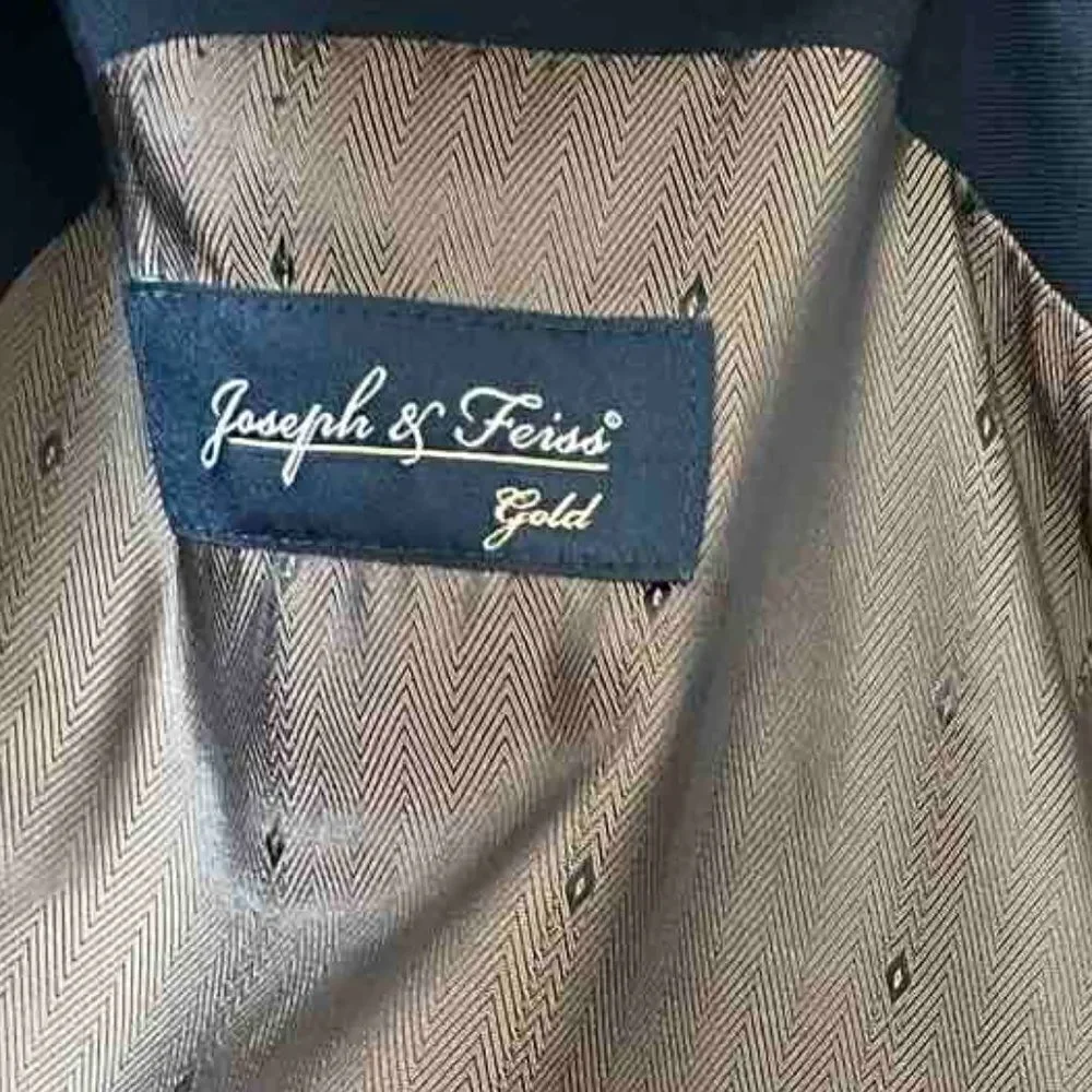 Joseph & Feiss Gold Blazer, Navy , 44 Reg 100% WORESTER WOOL EXECUTIVE Fit